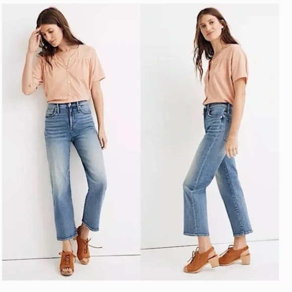 NWT Madewell Slim Wide-Leg Crop High Rise Jeans in Reggie Wash Size 29 - Picture 10 of 10
